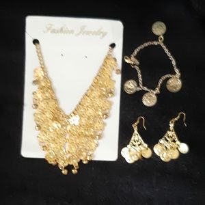 Necklace, bracelet, earrings